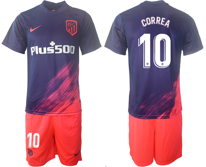 Men 2021-2022 Club Atletico Madrid away purple #10 Soccer Jersey
